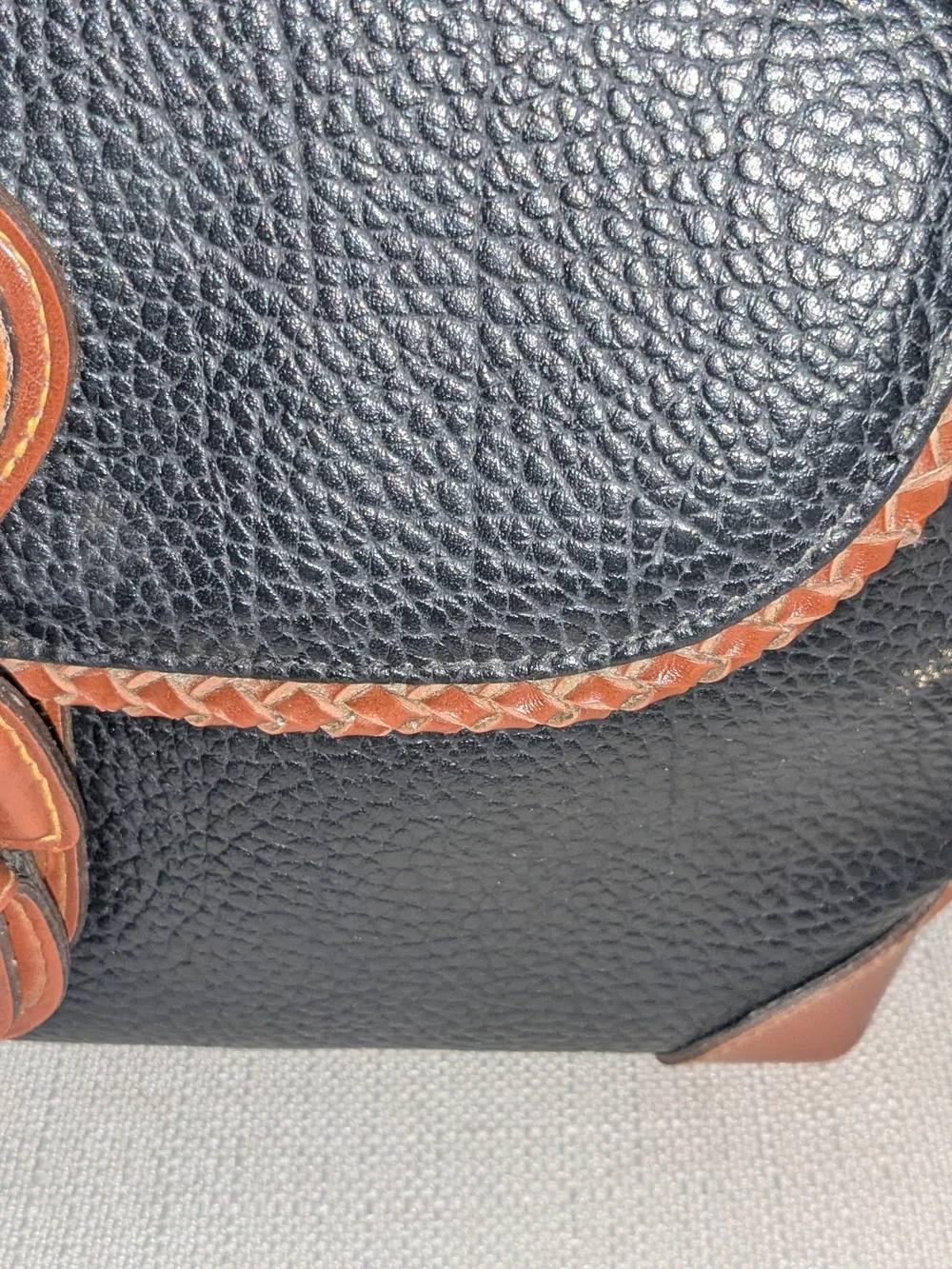 Dooney & Bourke Black Pebbled Leather Briefcase with Brown Trim